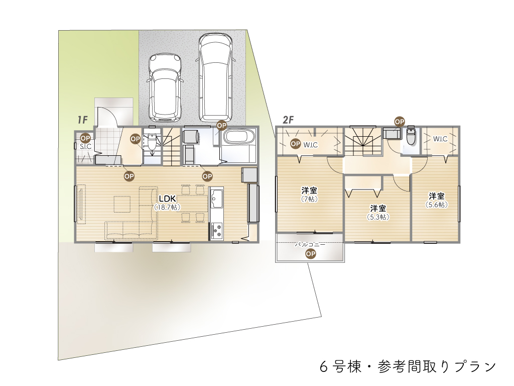 中央3丁目Ⅱ期6号棟間取り参考プラン図