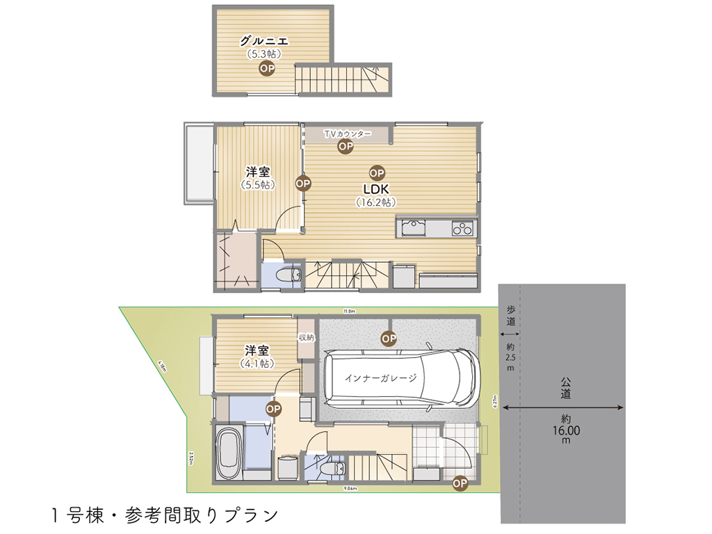 学園3丁目Ⅸ期期1号棟参考プラン図