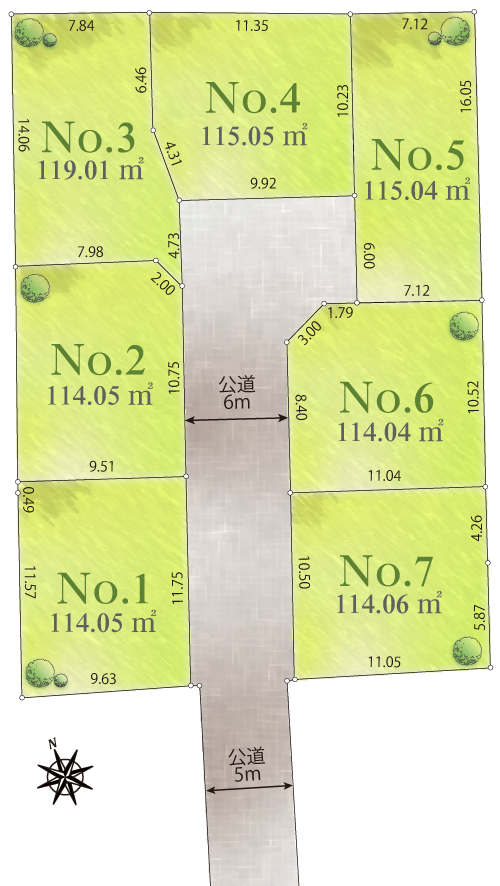 立川市一番町4丁目Ⅳ期《全7区画》 区画図